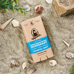 Dr. Squatch arrowroot powder ingredient close-up emphasizes natural odor control.