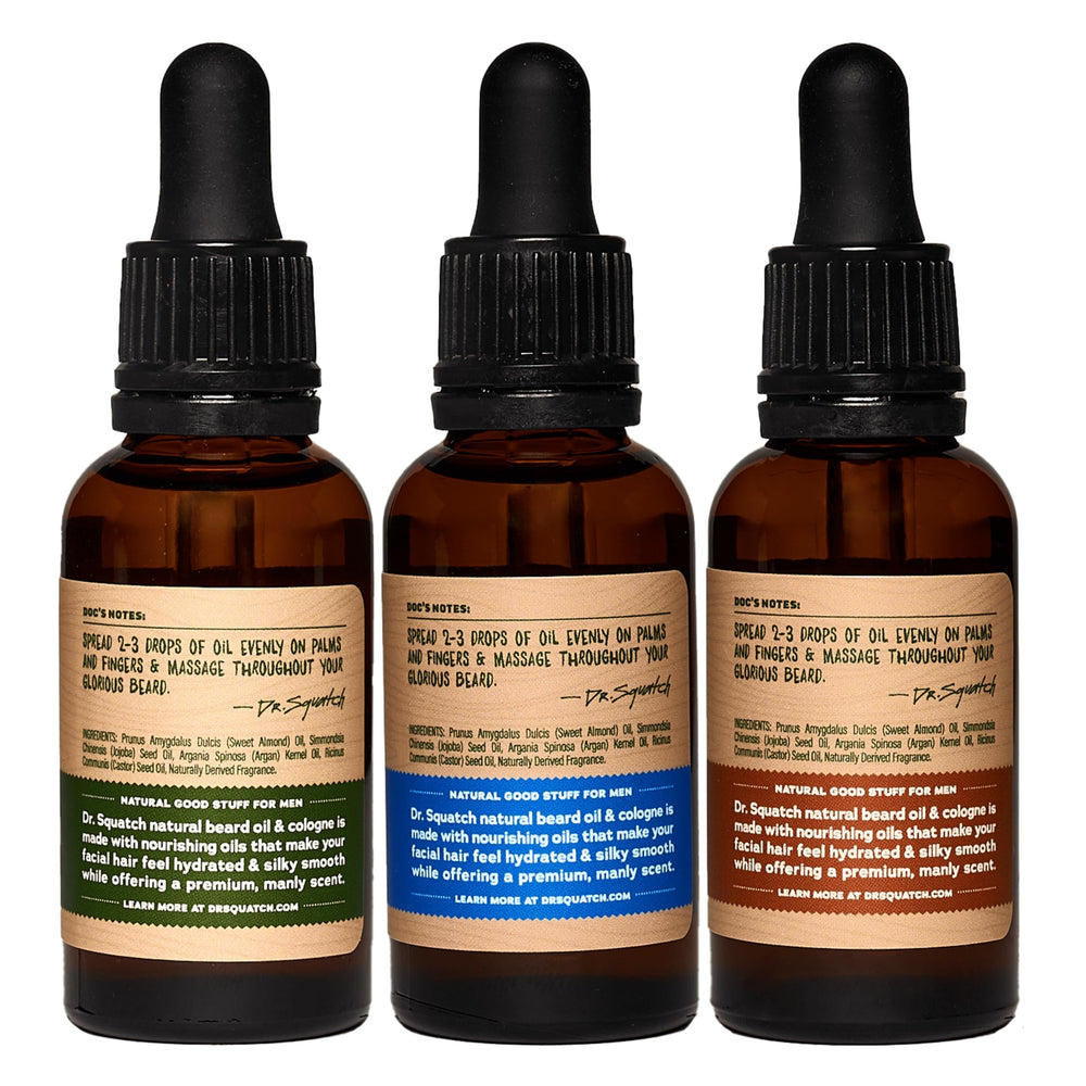 Dr. Squatch Conditioning Beard Oil on shelf supports daily grooming routine.