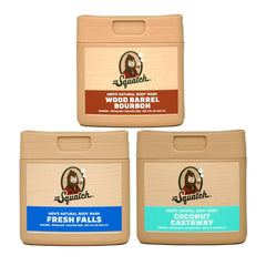 Dr. Squatch Bourbon bottle highlights rugged scent for daily cleansing with lasting moisturization