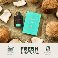 Dr. Squatch Castaway Cove bergamot-lavender-vanilla shot suggests tropical scent for relaxed evenings