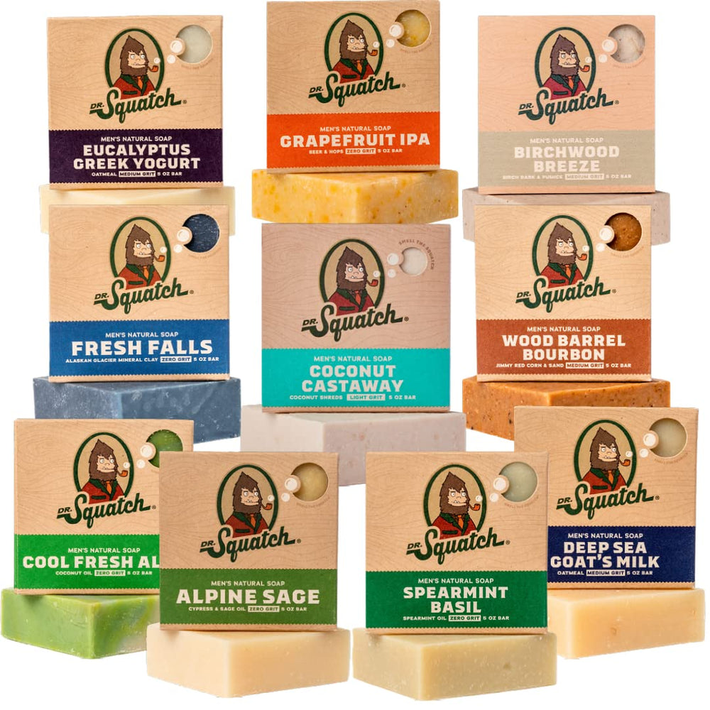 Dr. Squatch Coconut Castaway bar soap close-up for daily cleansing and tropical scent
