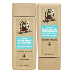 Dr. Squatch Coconut Castaway shampoo bottle offers a refreshing cleanse for hair.