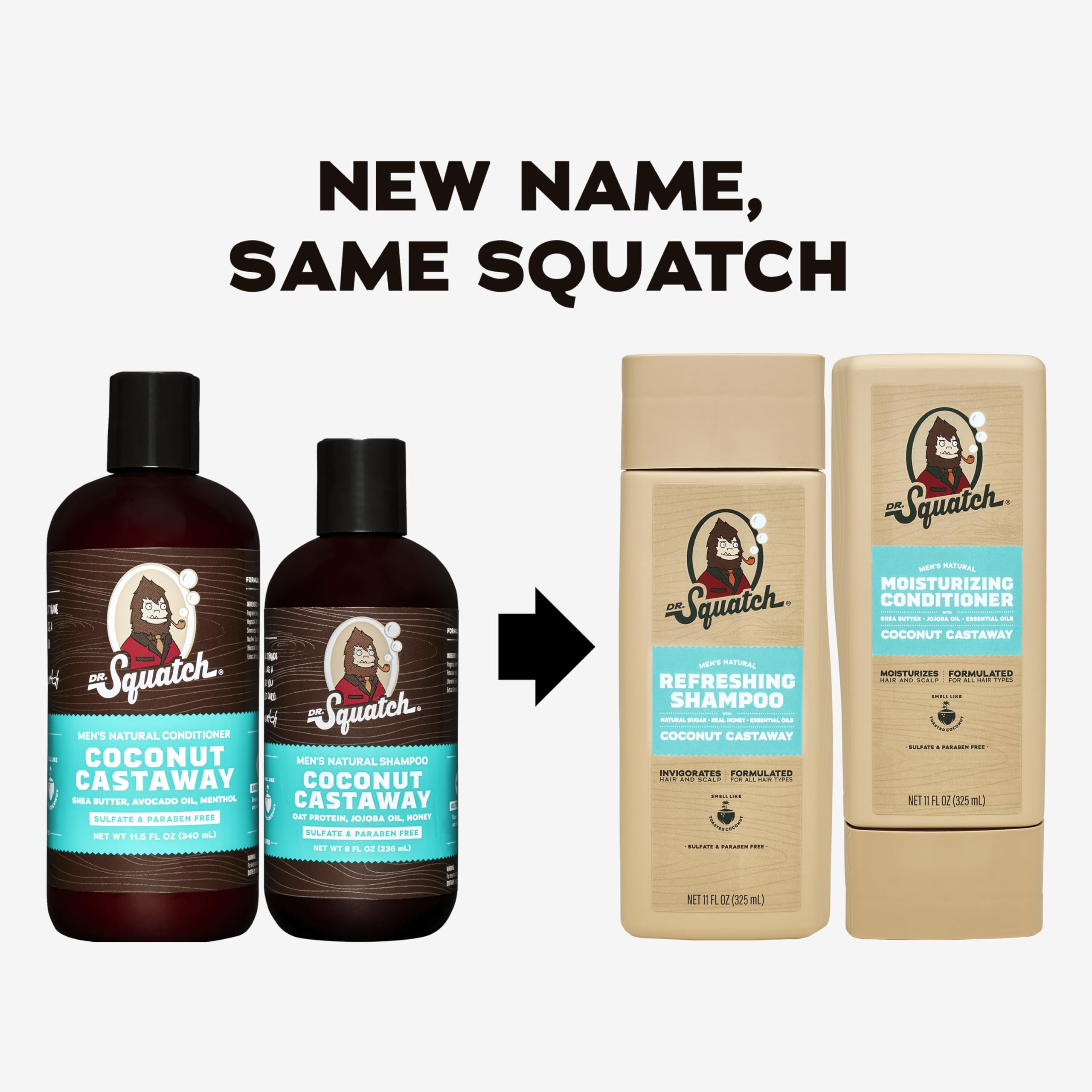 Dr. Squatch Coconut Castaway shampoo pour shows easy, mess-free application.
