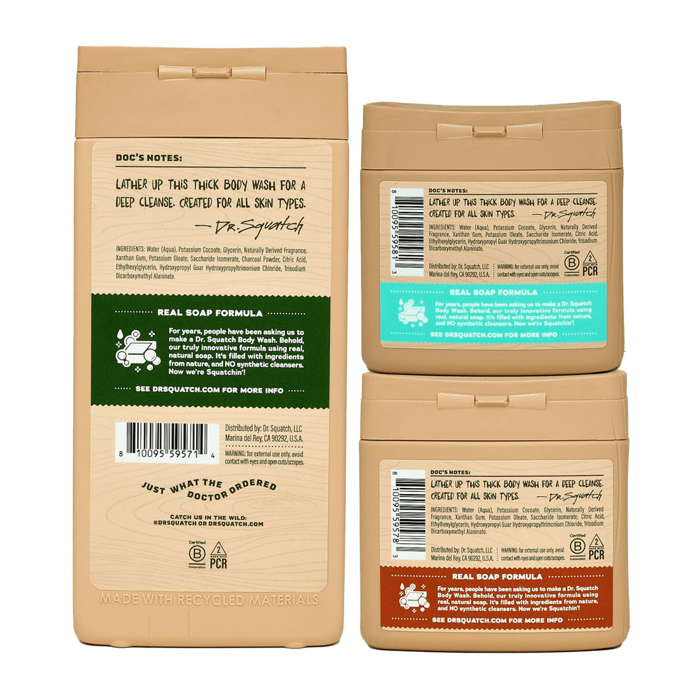 Dr. Squatch Coconut Castaway two-pack bottles ready for sharing or travel