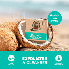 Dr. Squatch Coconut Oil Shea Butter Kaolin Clay ingredients for nourishing skin.