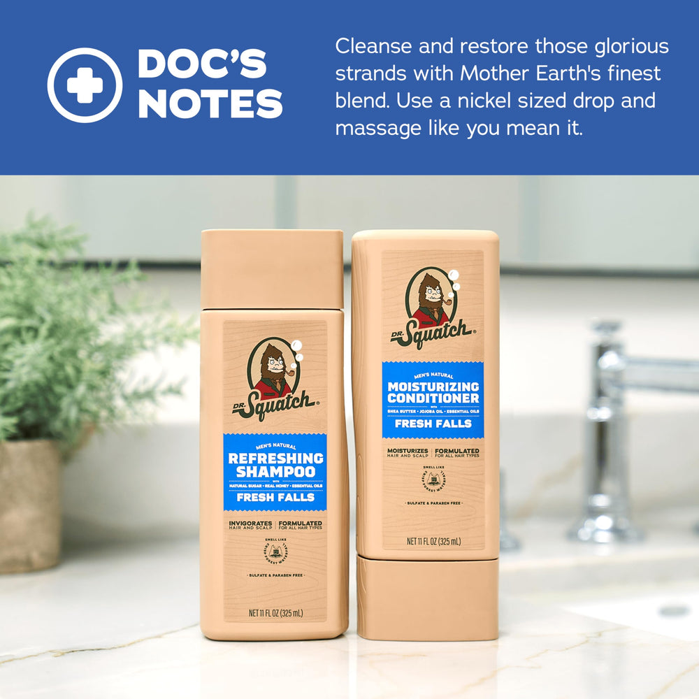 Dr. Squatch conditioner swatch demonstrates smooth, hydrated hair.