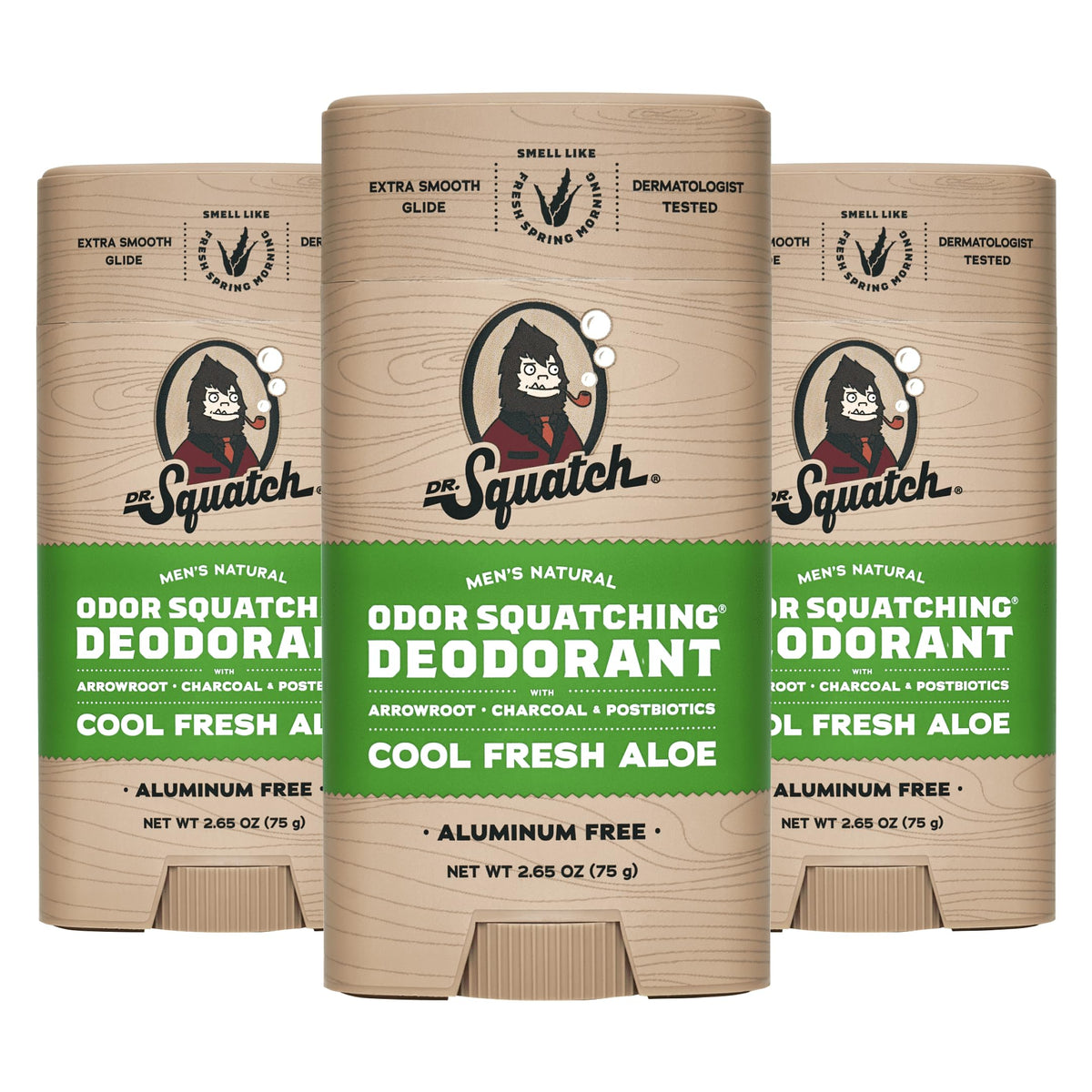 Dr. Squatch Cool Fresh Aloe deodorant stick provides all-day confidence.