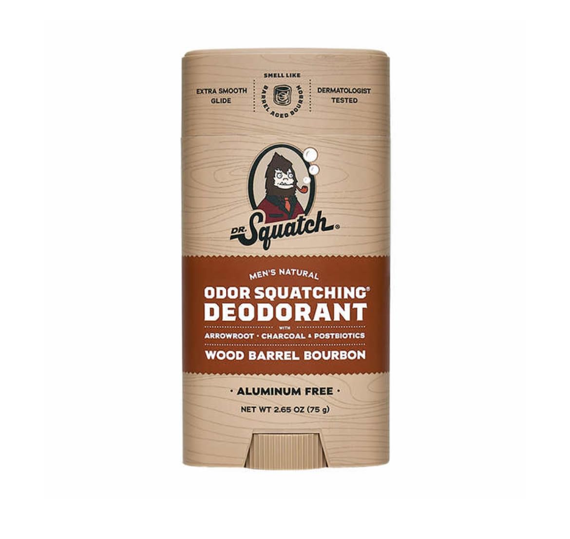 Dr. Squatch deodorant fragrance evokes spice, bourbon, and oak for a refined everyday scent.