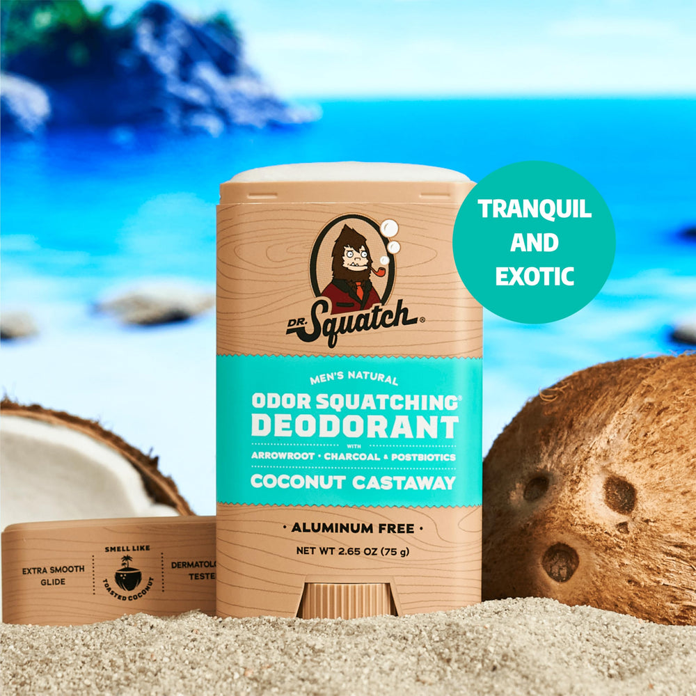 Dr. Squatch deodorant ingredients arrowroot charcoal postbiotics shown