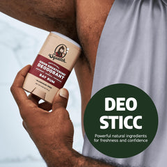 Dr. Squatch arrowroot and postbiotics ingredients image highlights gentle, natural protection.