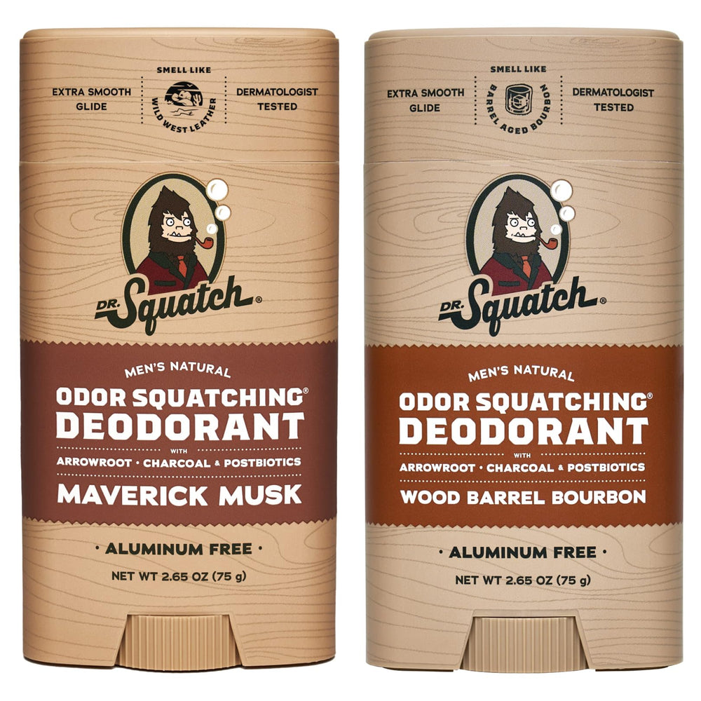 Dr. Squatch Maverick Musk deodorant 2-pack front view showing aluminum-free odor control.