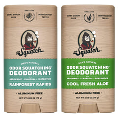 Dr. Squatch Rainforest Rapids deodorant bottle offering natural odor protection all day.