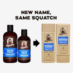 Dr. Squatch Fresh Falls conditioner bottle for silky, manageable hair.