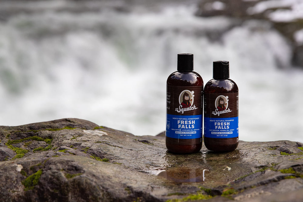 Dr. Squatch Fresh Falls Conditioner captures woodsy birch and pine scent profile for refreshing grooming.