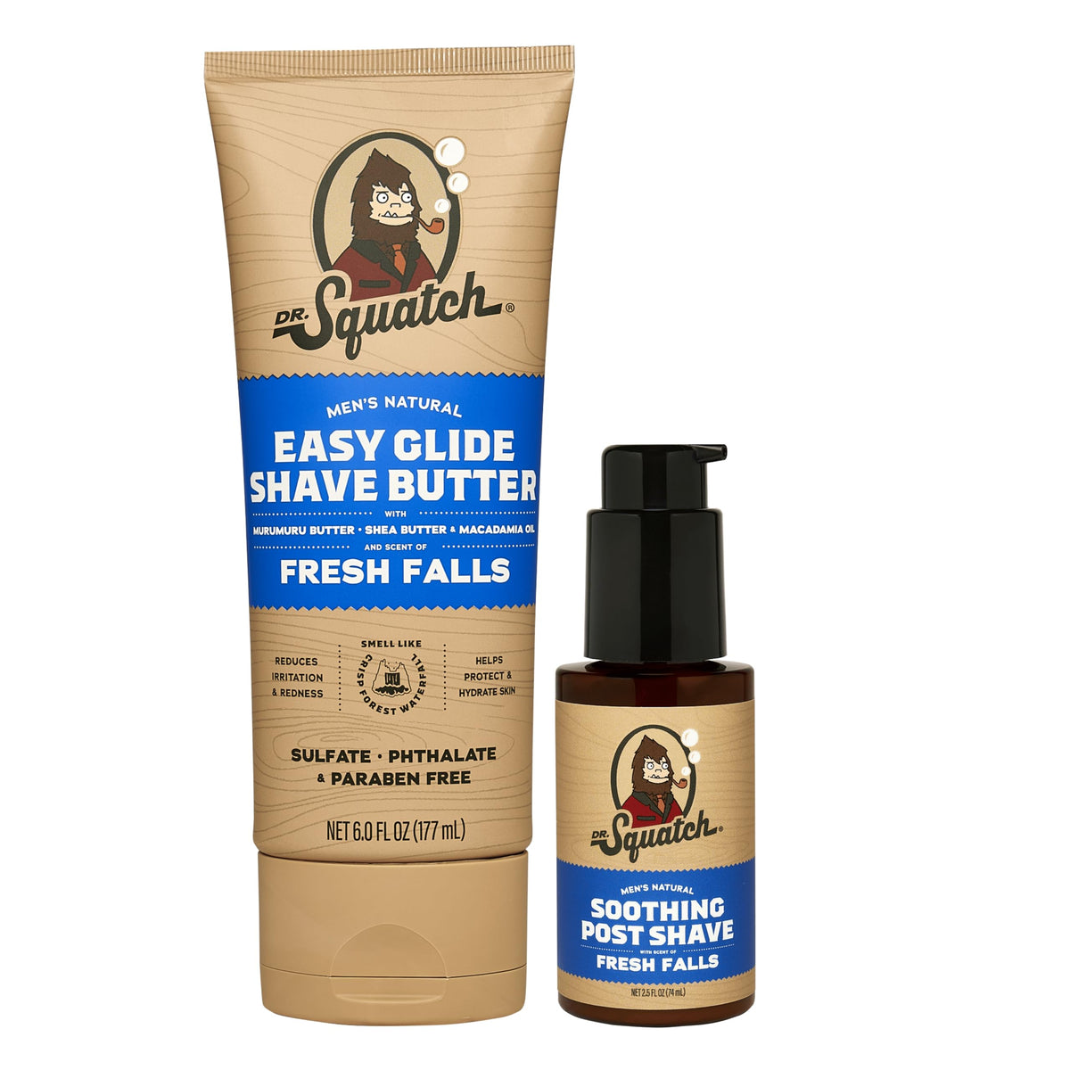 Dr. Squatch Fresh Falls Easy-Glide Butter for a smooth shave and hydration.
