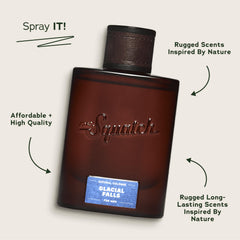 Dr. Squatch Glacial Falls pulse-points application demonstrating easy spray for daylong scent.