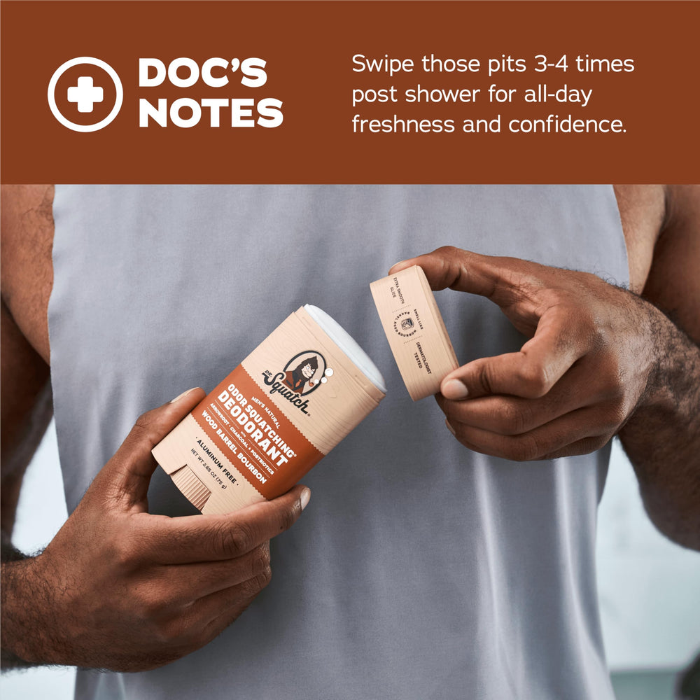 Dr. Squatch bourbon-spice fragrance with natural scents for a rugged masculine aroma.