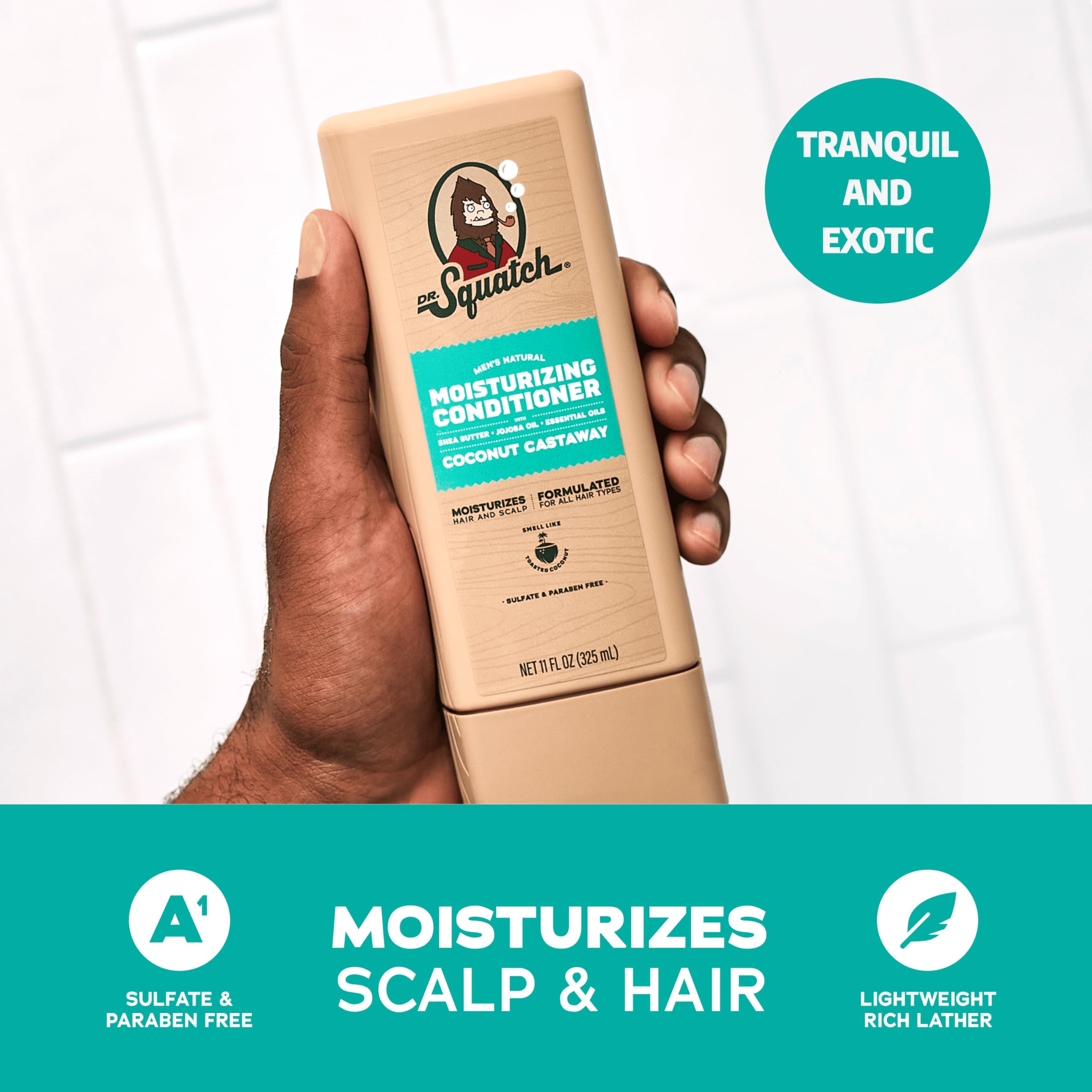 Dr. Squatch natural hair bundle packaging highlights manly, natural scents.