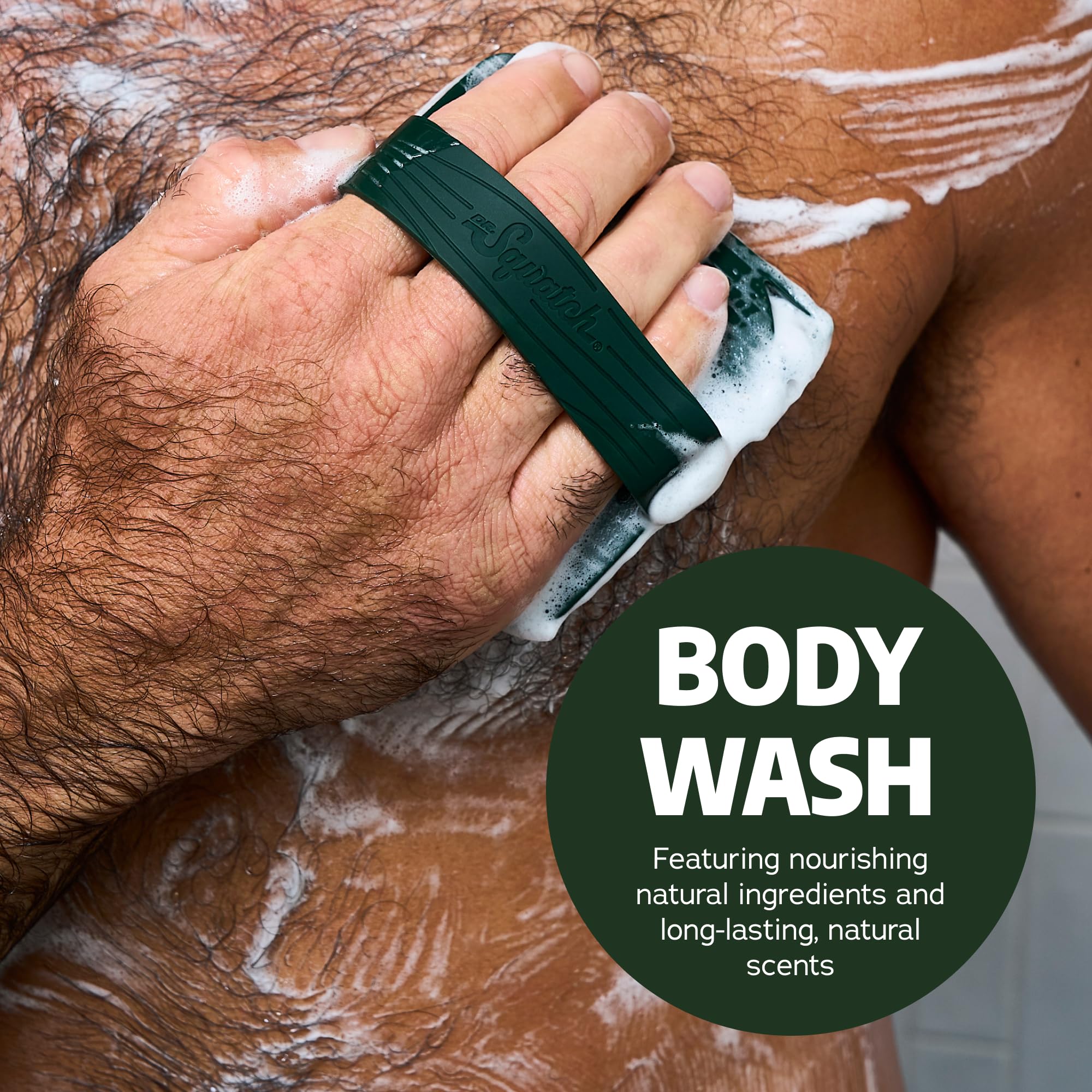 Dr. Squatch no sulfates parabens phthalates badge signals clean formula.