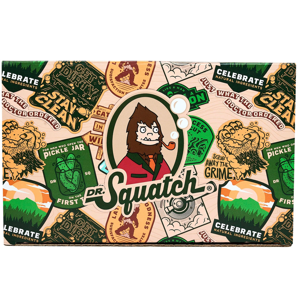 Dr. Squatch packaging close-up highlights premium gift-ready presentation
