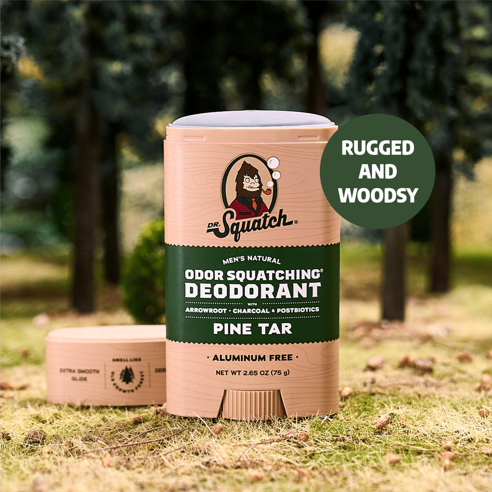 Dr. Squatch Pine Tar Birchwood Breeze scent swatch highlights masculine aroma for daily confidence