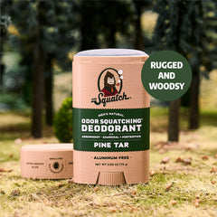 Dr Squatch Pine Tar application swipe demonstrates easy, mess-free post-shower use