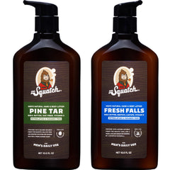 Dr. Squatch Pine Tar lotion bottle delivers long-lasting moisture after shower