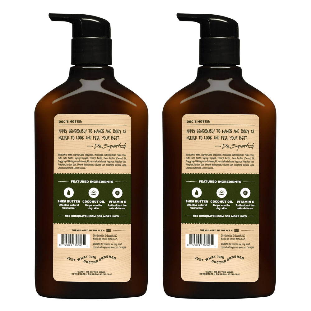 Dr. Squatch Pine Tar lotion texture close-up suggesting quick absorption.