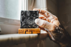Dr. Squatch Pine Tar Soap woodsy scent during shower