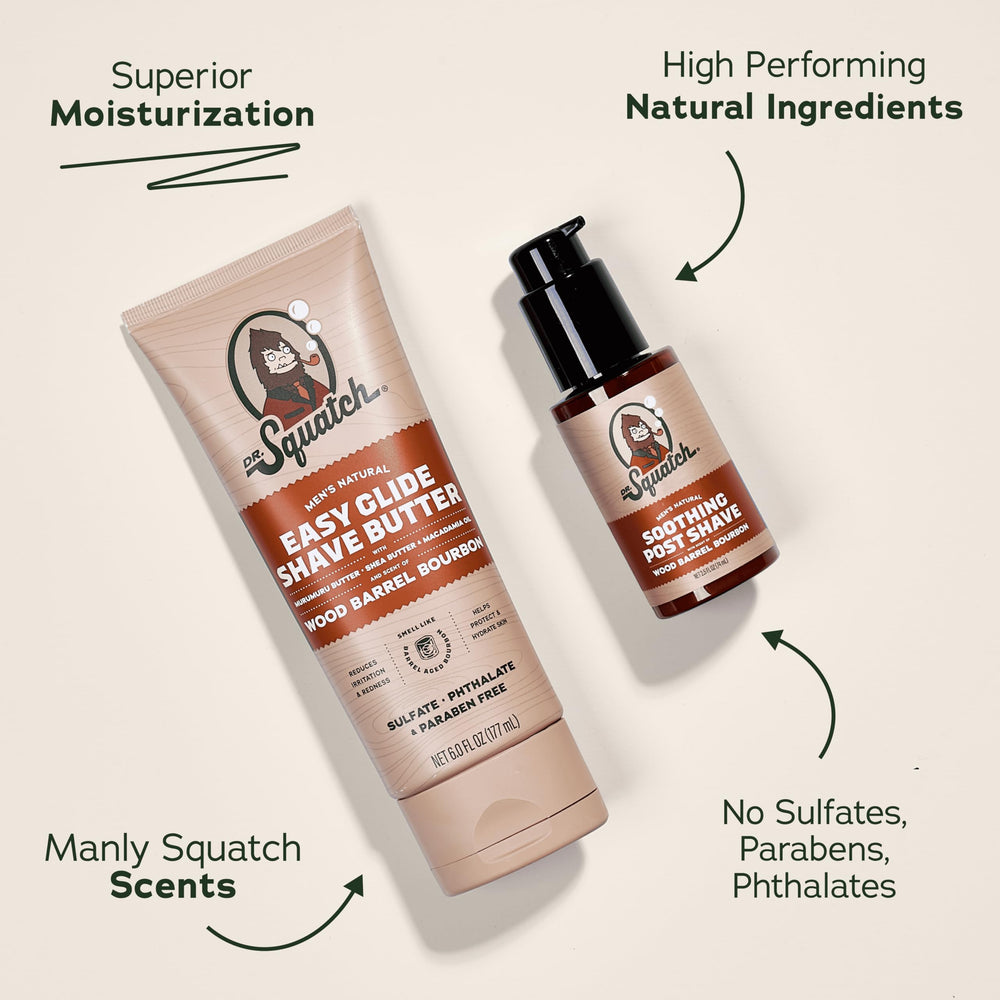 Dr. Squatch Soothing Post-Shave Moisturizer restoring skin after rugged shave.