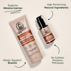 Dr. Squatch Soothing Post-Shave Moisturizer restoring skin after rugged shave.