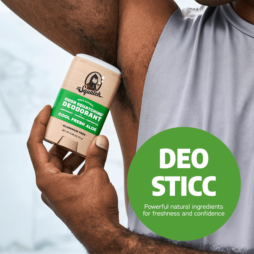 Dr. Squatch postbiotics illustration shows skin-friendly microbiome support.