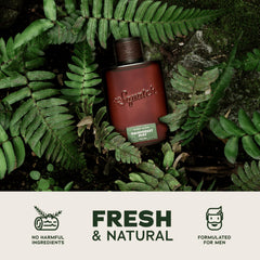Rainforest Mist bottle conveys rugged outdoors vibe with cedar notes.