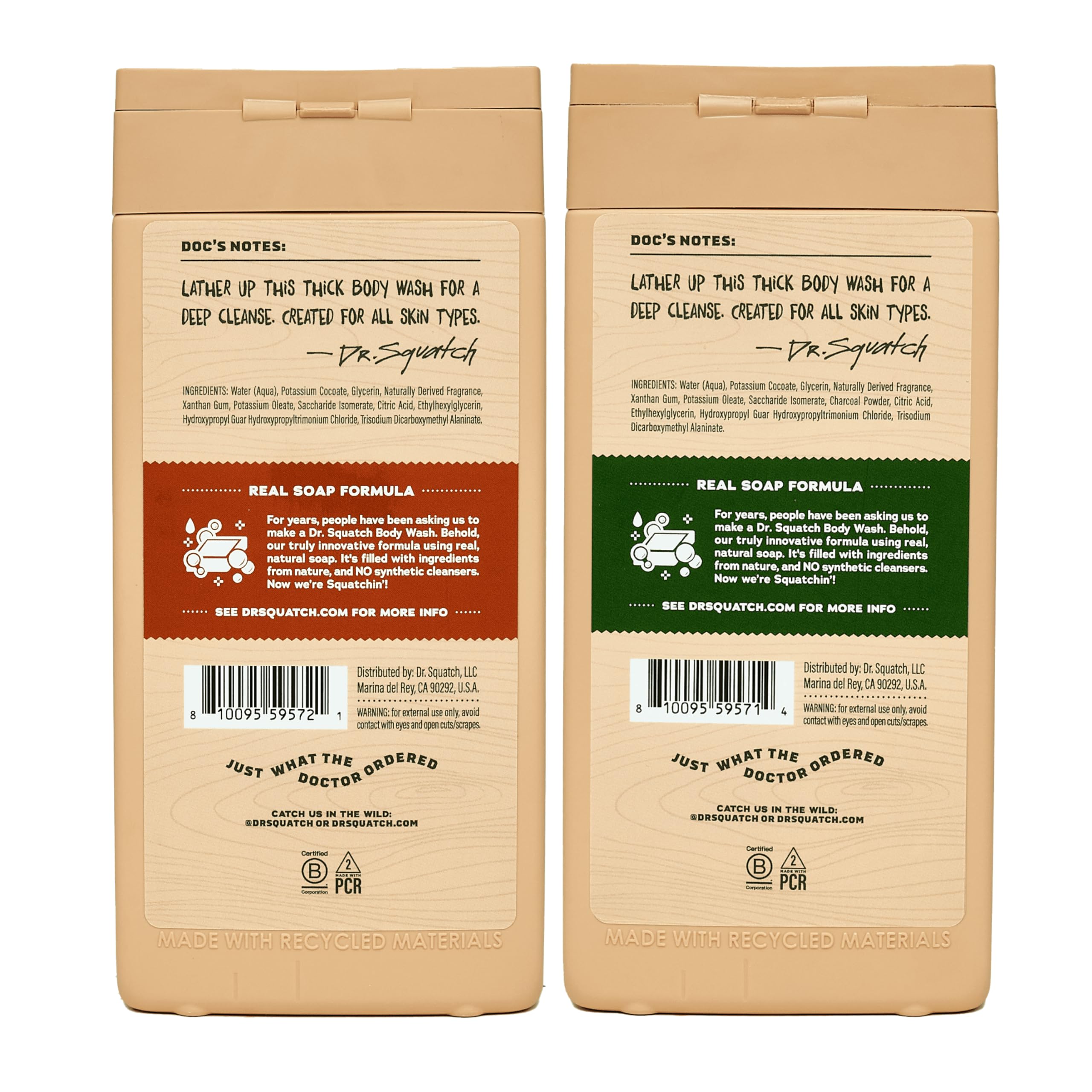 Dr. Squatch Real Soap formula closeup emphasizes natural cleansing without harsh chemicals