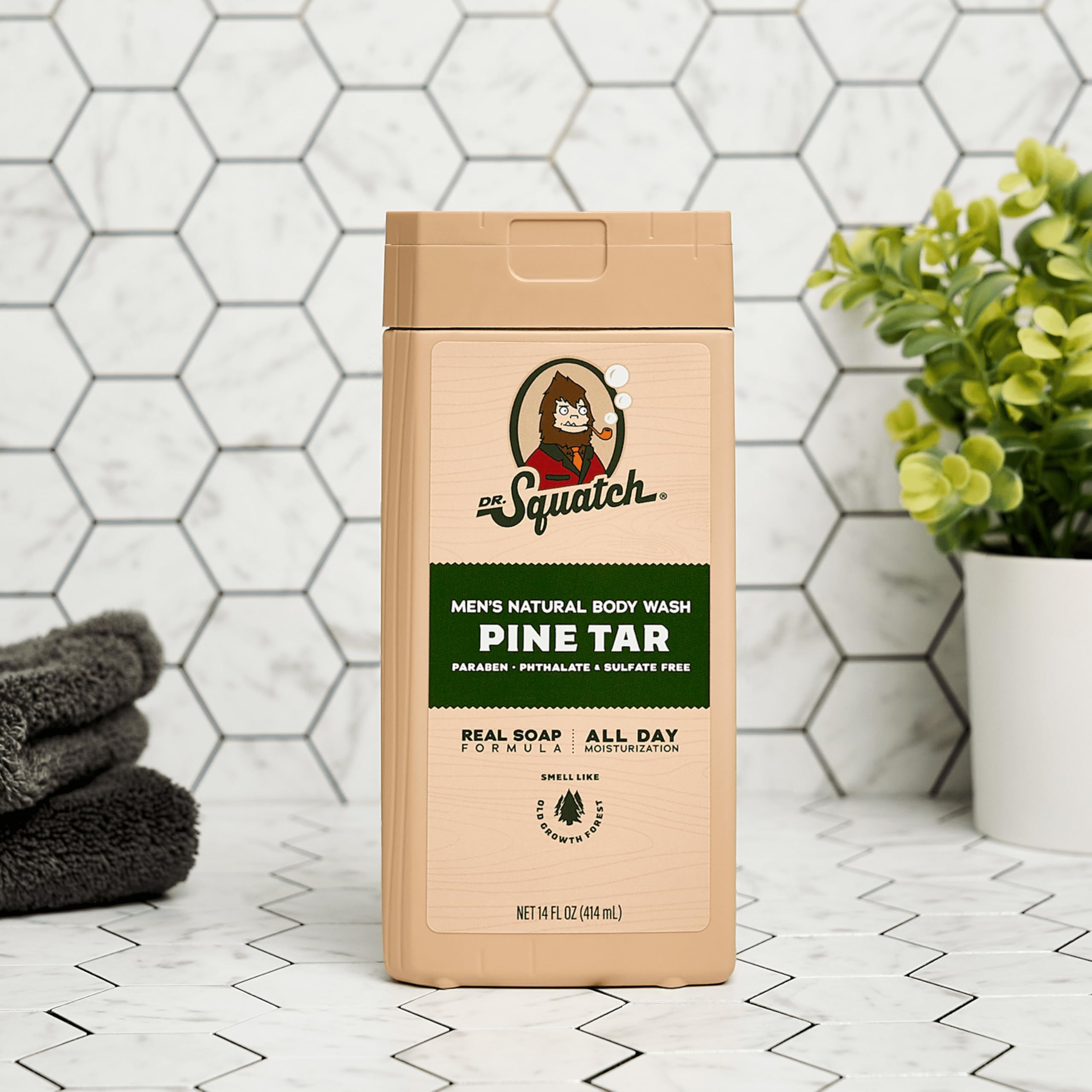 Dr. Squatch Scrubber in shower demonstrating lather and cleansing