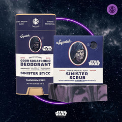 Dr. Squatch Star Wars Sinister Sticc deodorant stick for aluminum-free protection.