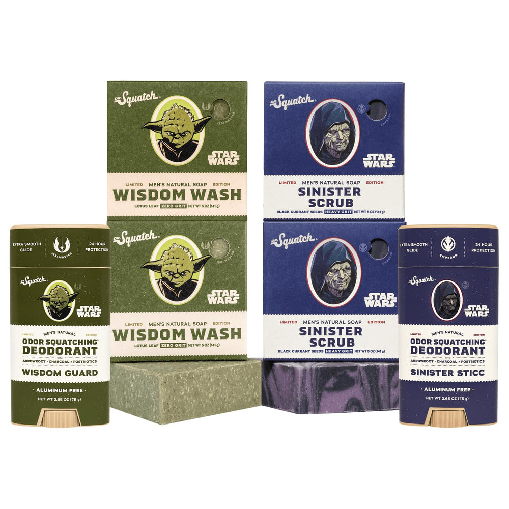 Dr. Squatch Star Wars Wisdom Wash bar for a refreshing, natural cleanse.