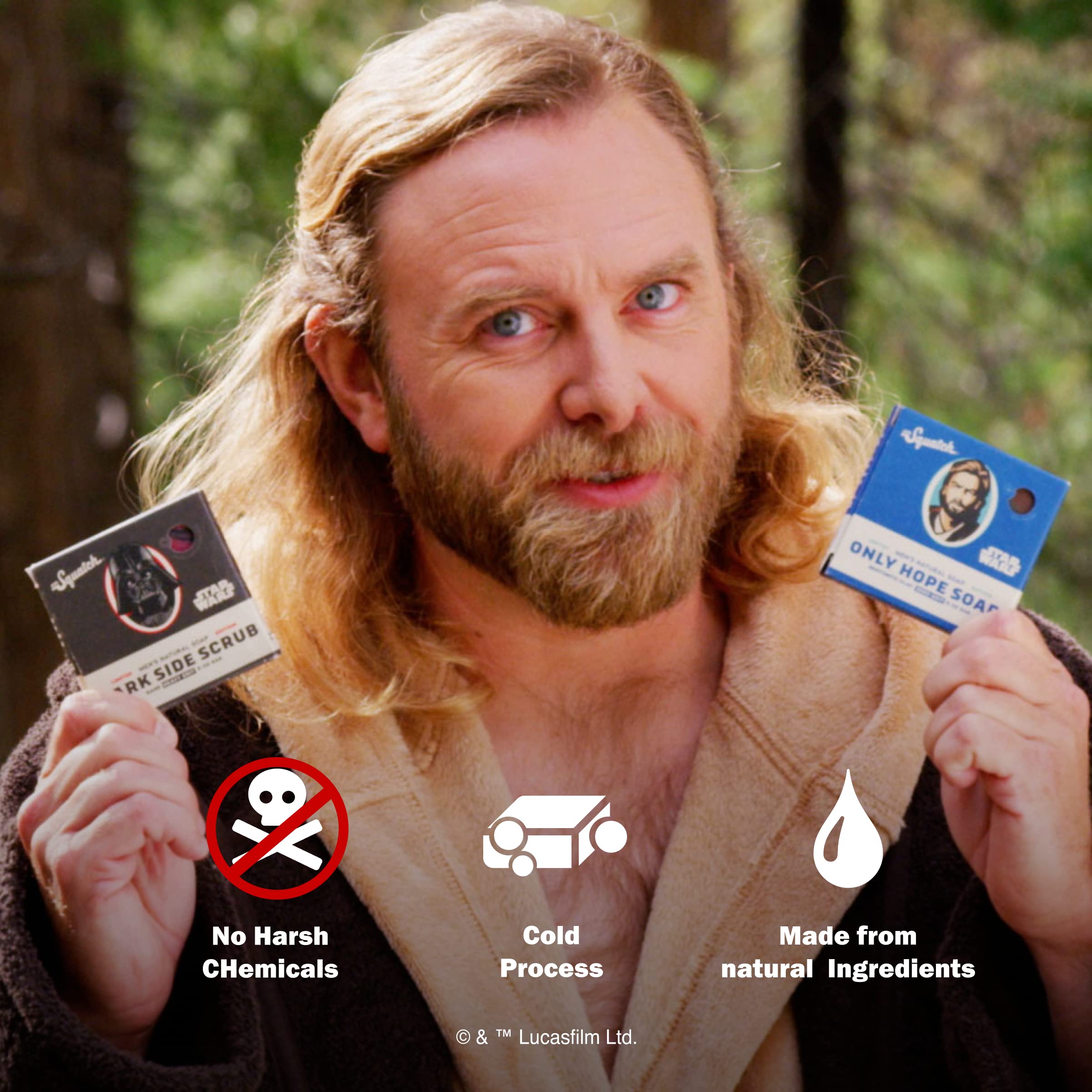 Dr. Squatch Star Wars Dark Side Bar features invigorating scrub for refreshed skin.