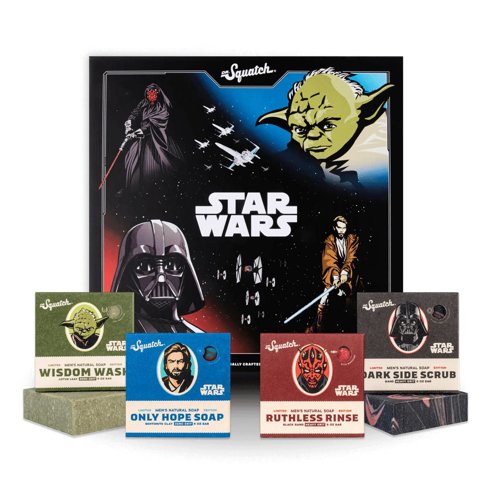 Dr. Squatch Star Wars Episode 1 collector box front showcases premium packaging for gift-ready appeal.