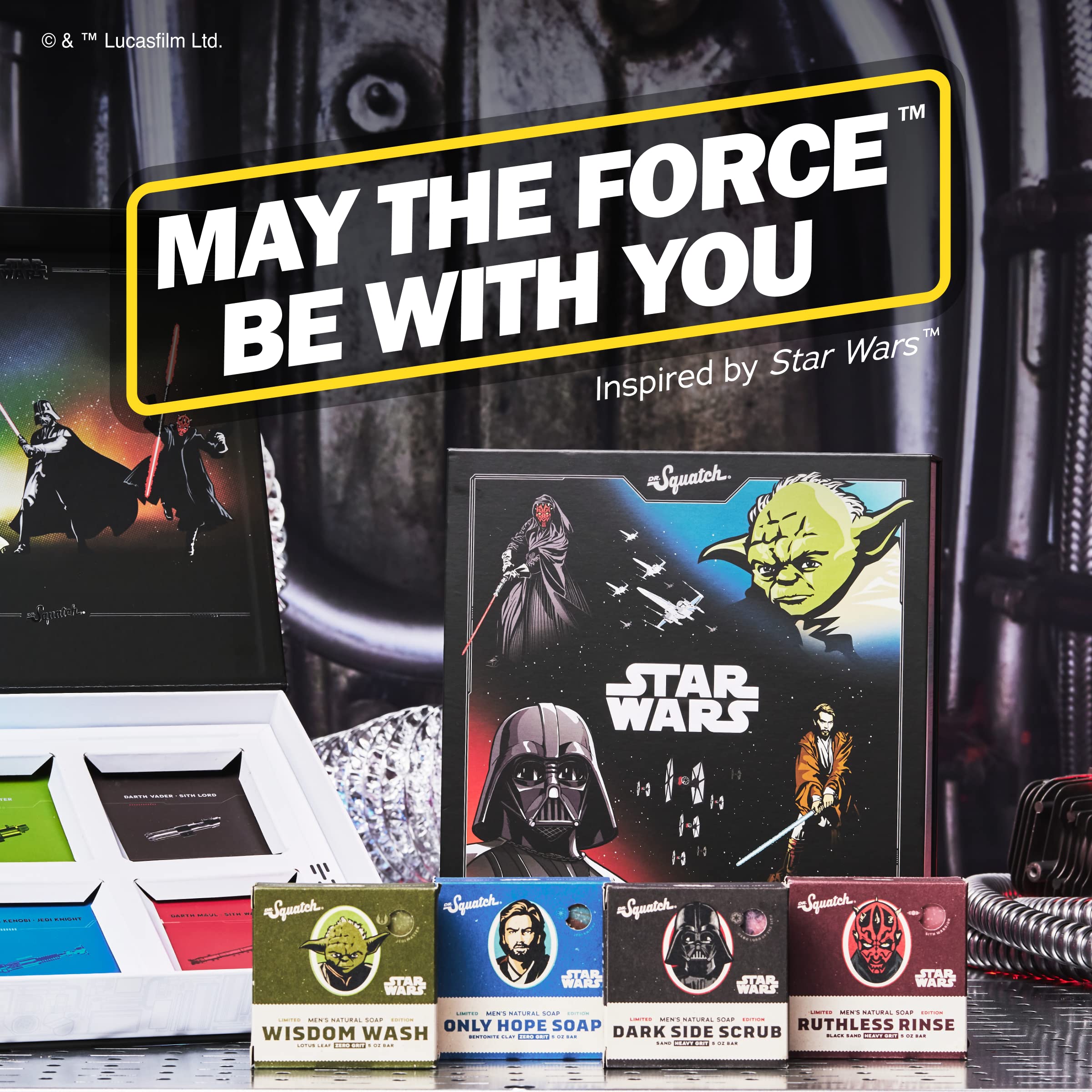 Dr. Squatch Star Wars Episode 1 collector box interior hints at premium contents for an unboxing experience.