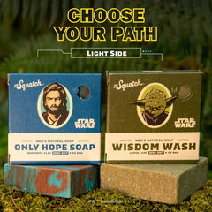 Dr. Squatch Star Wars Wisdom Bar demonstrates calming cleansing for daily rituals.