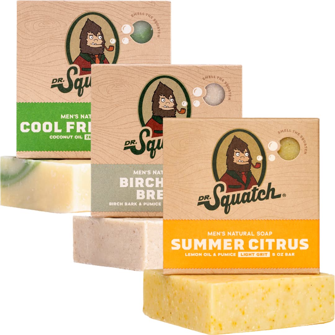 Dr. Squatch Summer Citrus bar soap close-up showing a rich lather and bright citrus scent.