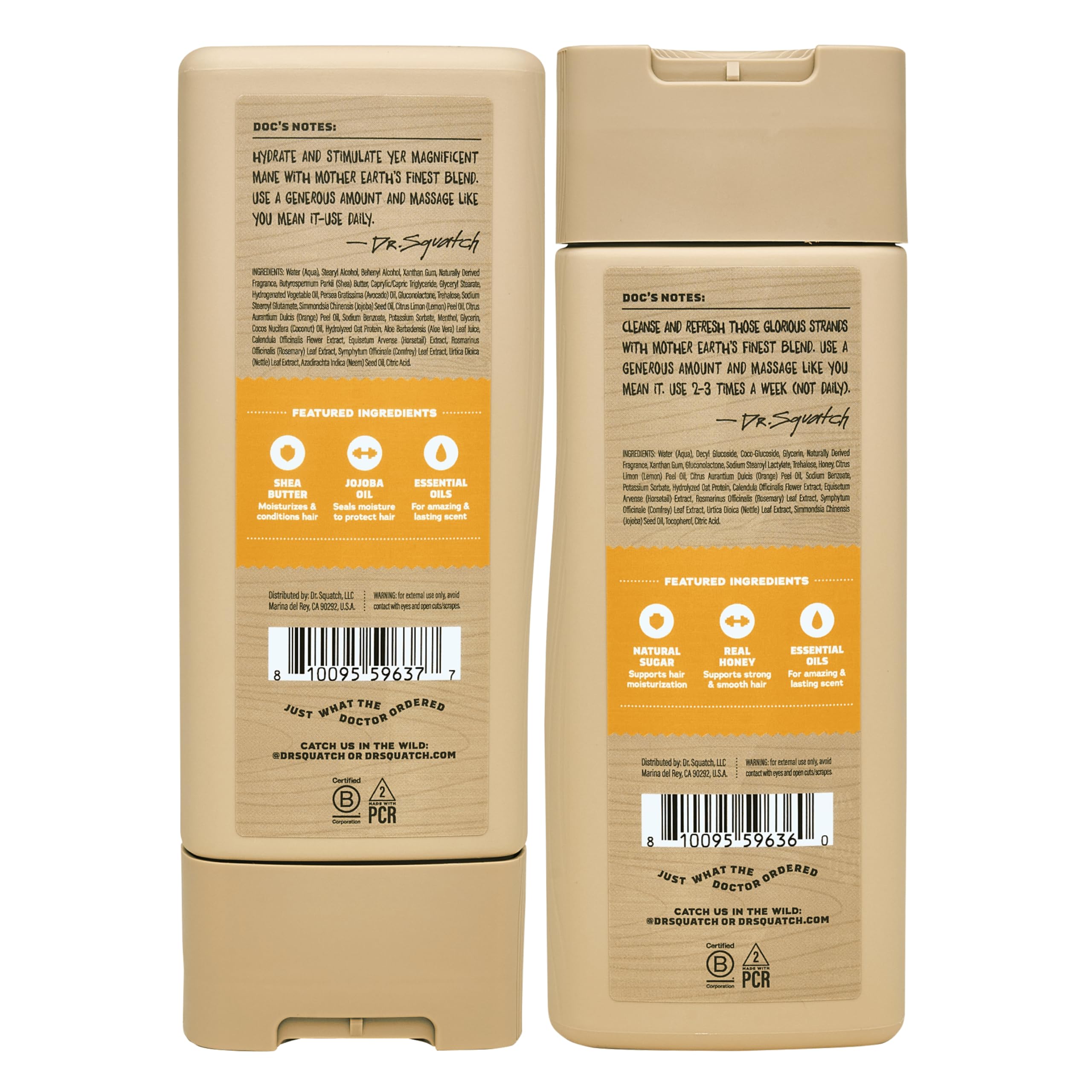 Dr. Squatch Summer Citrus Conditioner end-to-end closeup with nourishment cues