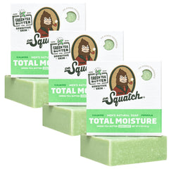 Dr. Squatch Total Moisture Bar Green Tea Butter pack highlights hydration for daily use.