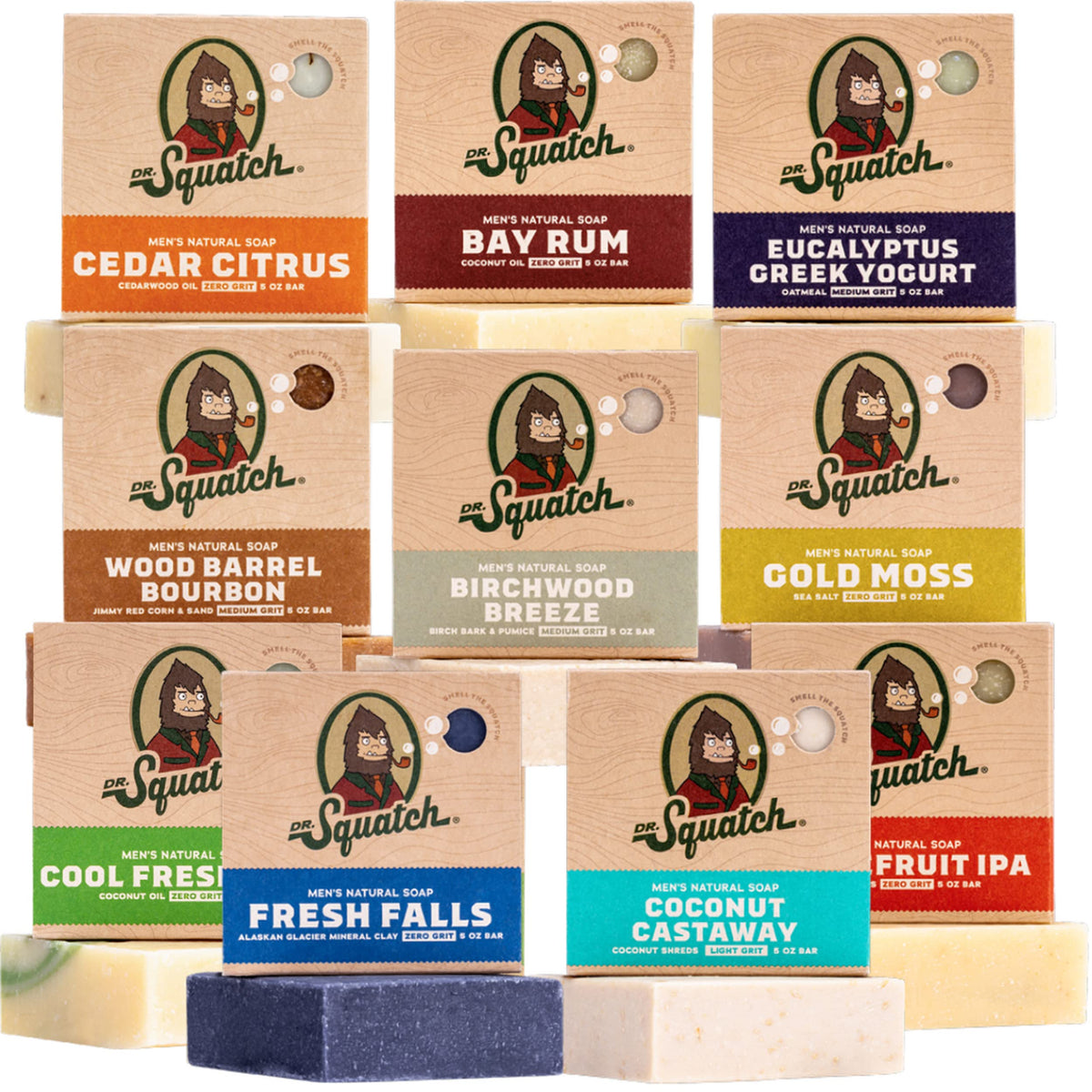 Dr. Squatch gift-set soap box with assorted 5 oz bars for masculine grooming