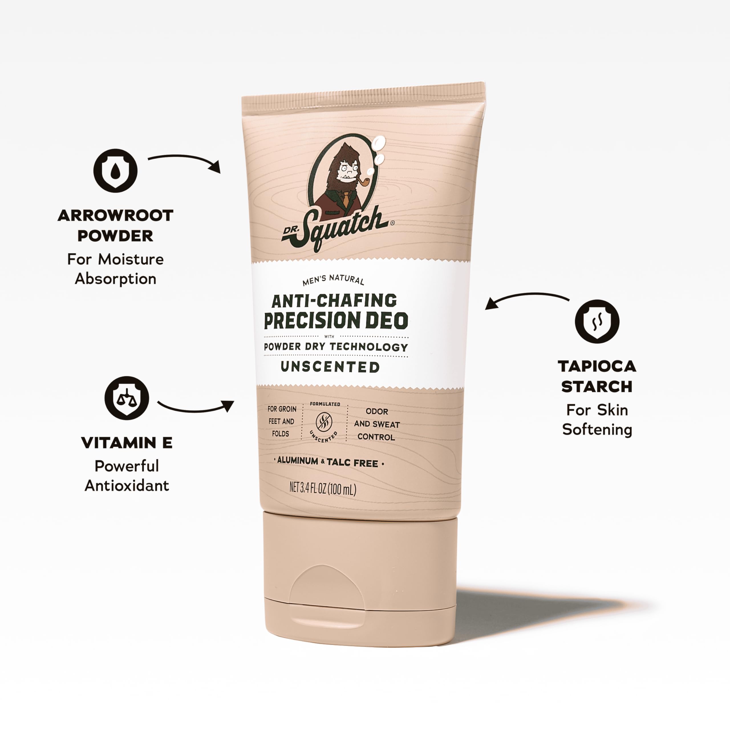 Dr Squatch application close up showing lotion like texture