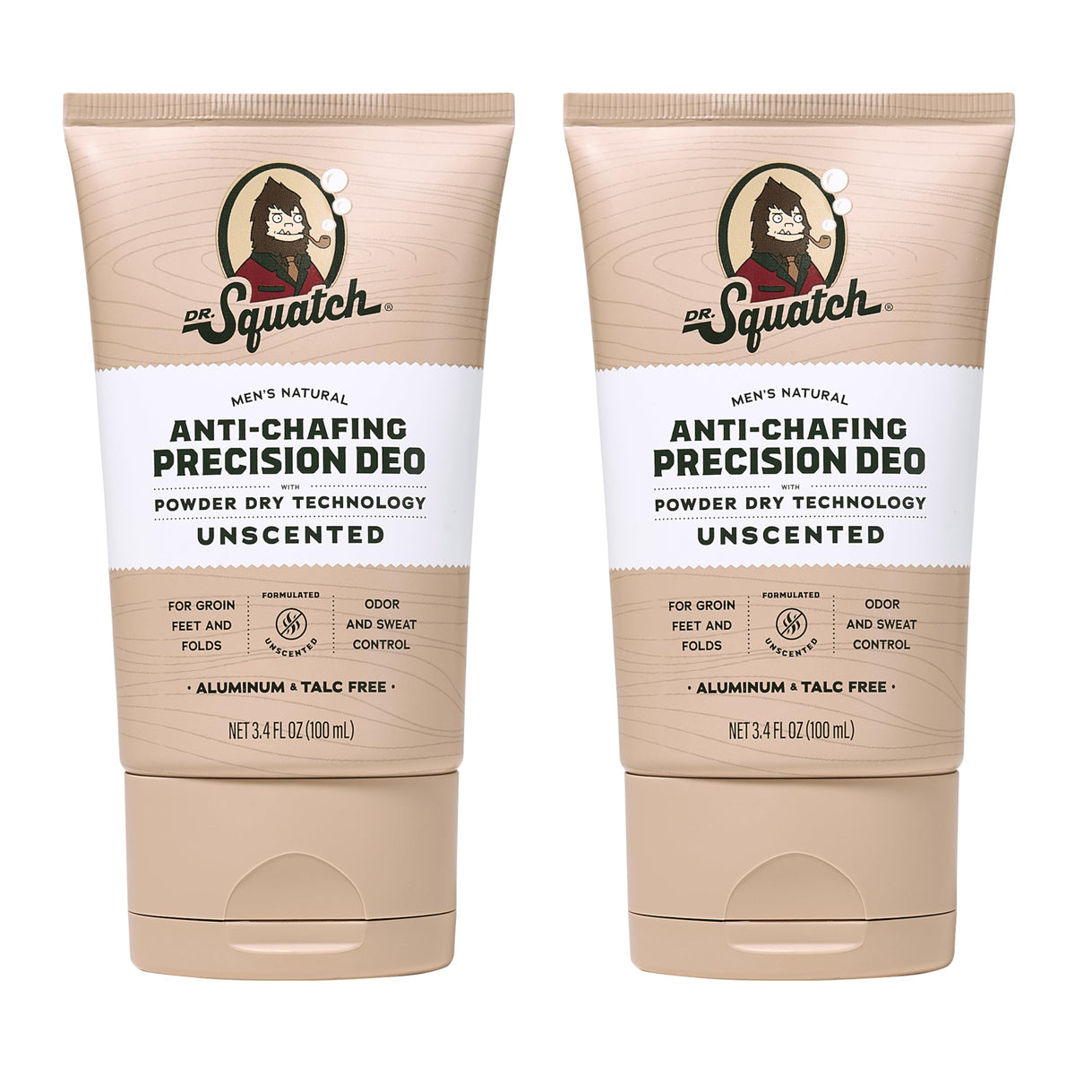 Dr Squatch Whole Body Deodorant 2 pack bottle front showing clean design and odor control