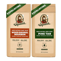 Dr. Squatch Wood Barrel Bourbon bottle highlights rugged scent for all day freshness