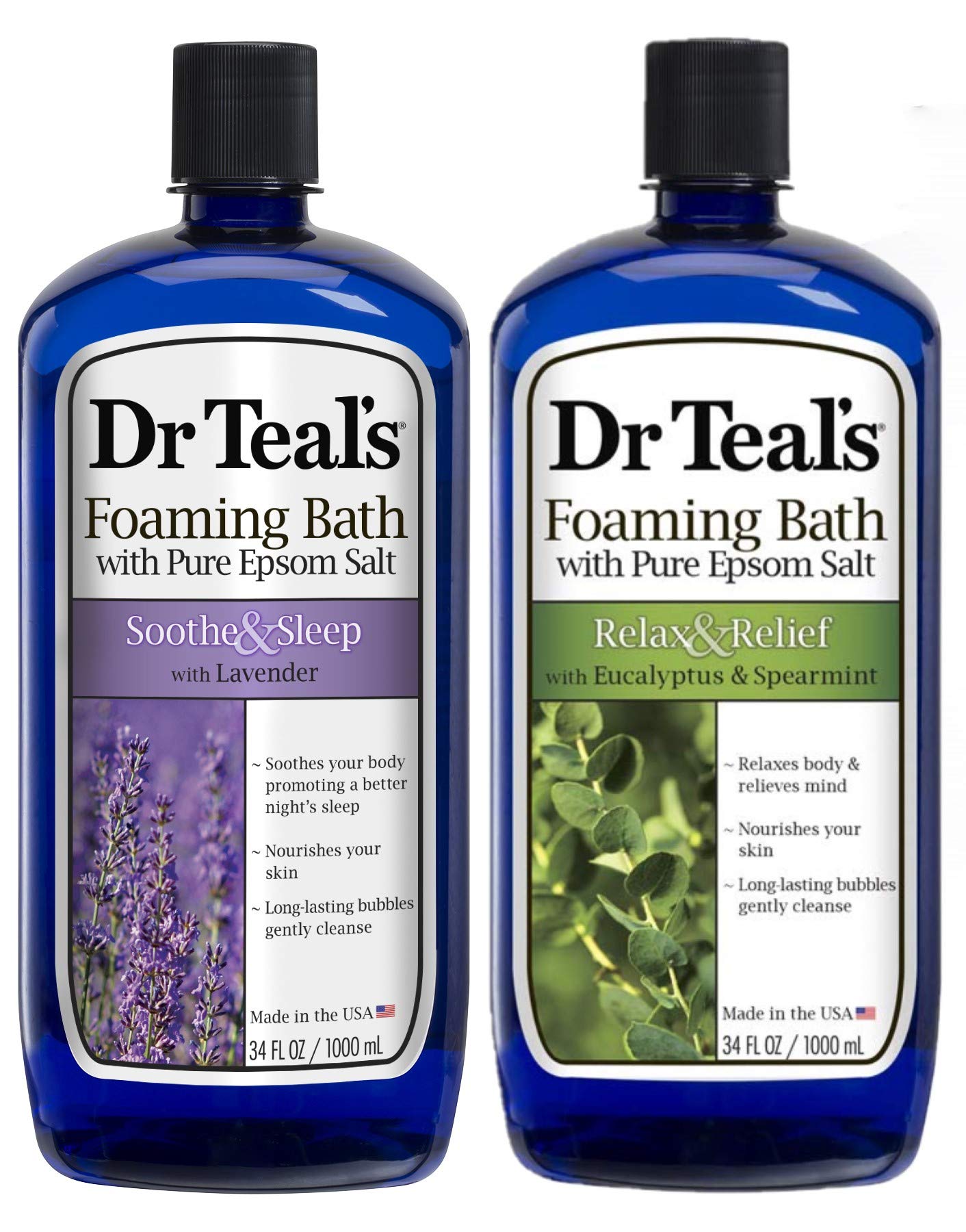 Dr Teal's Lavanda: botella de baño espumoso para relajación y descanso.