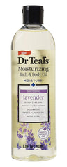 Dr Teal's Shea Butter bath oil bottle offering rich hydration for nourished skin.